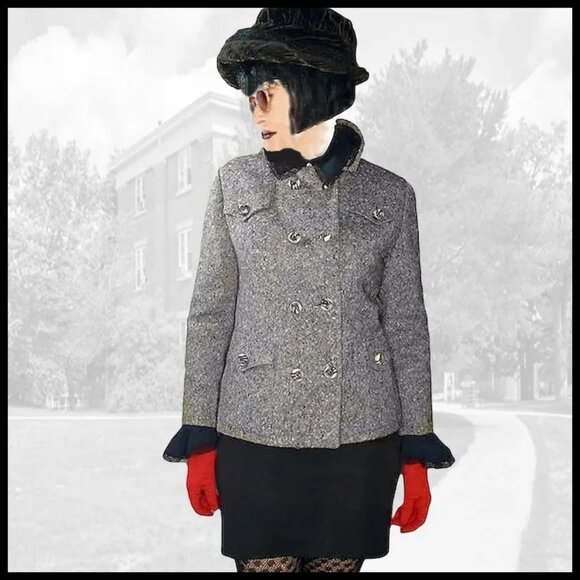 Blazer Tweed Multi Fleck, Fall Winter Double Breasted Jacket -- 50s Vintage! - Picture 4 of 16